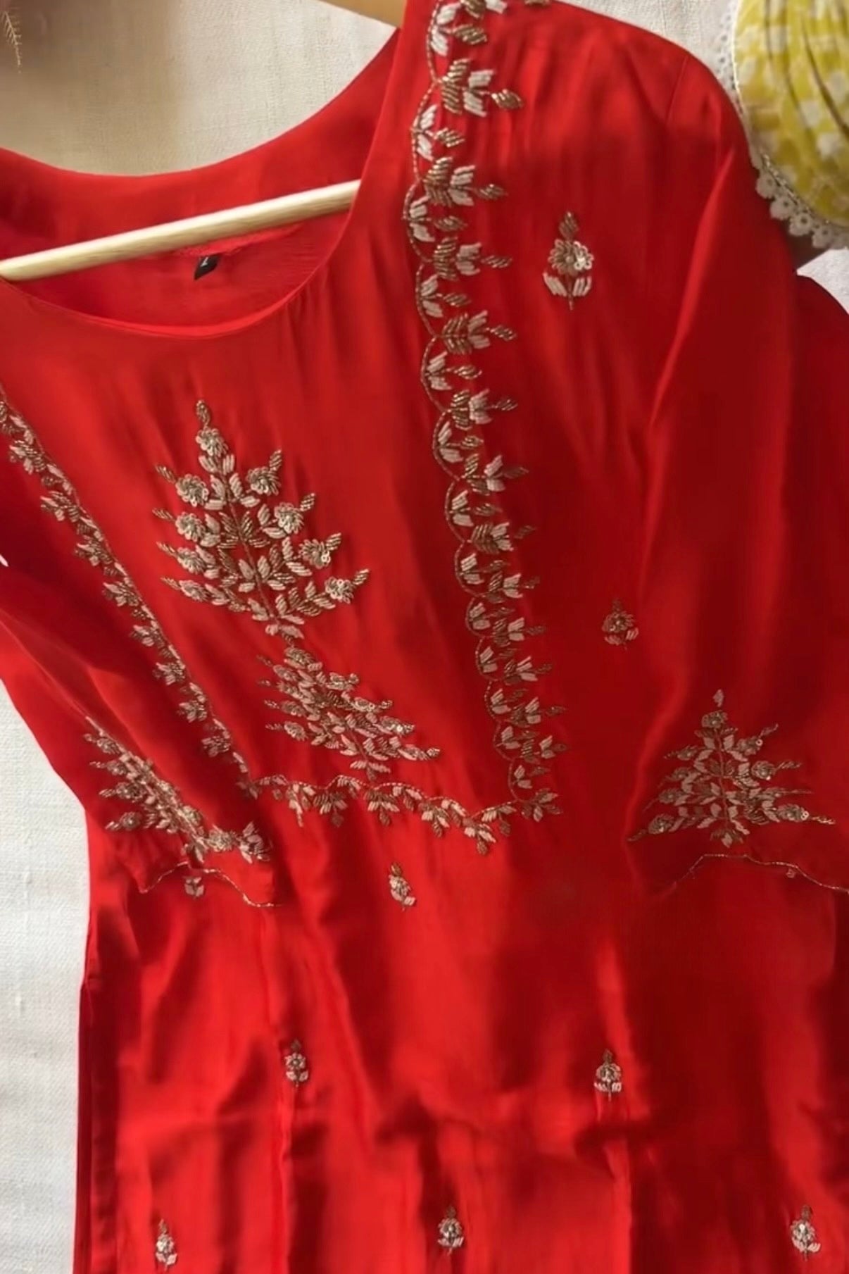 “Orange” Partywear Orange heavy handwork Dola Silk Kurta Set