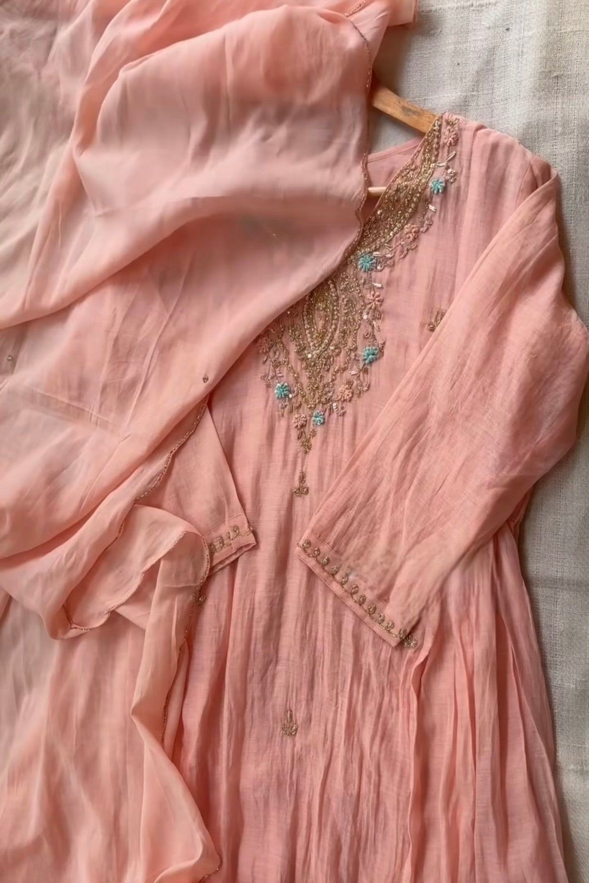 “Ziva” Pure Mul-Chanderi Party wear A Line suit set