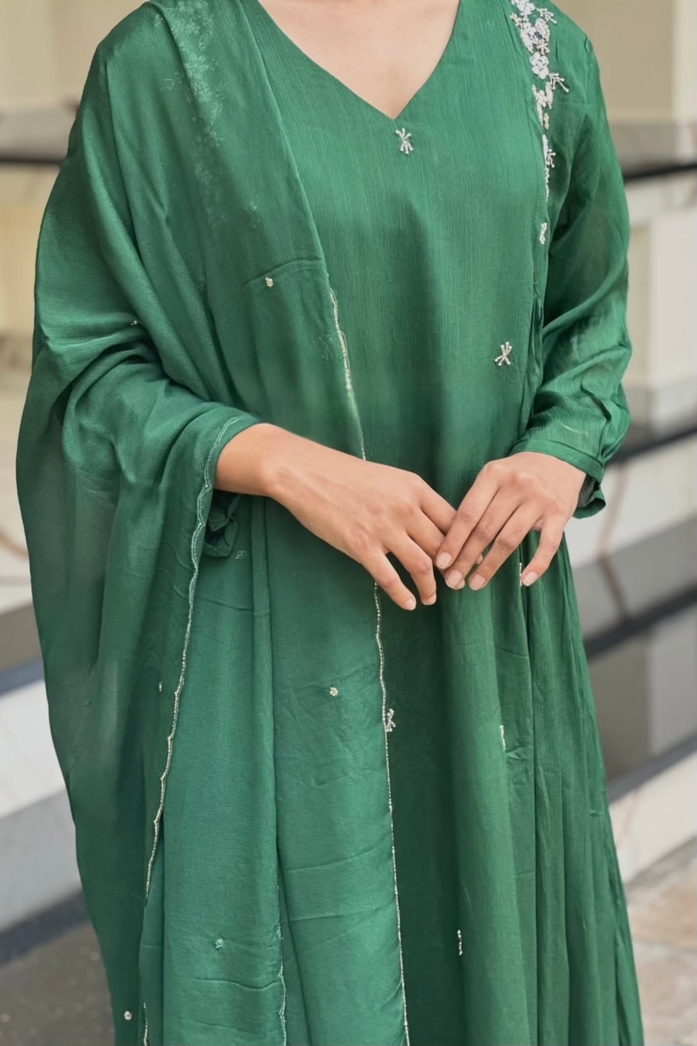 “Zayna” Premium Chinnon anarkali kurta set