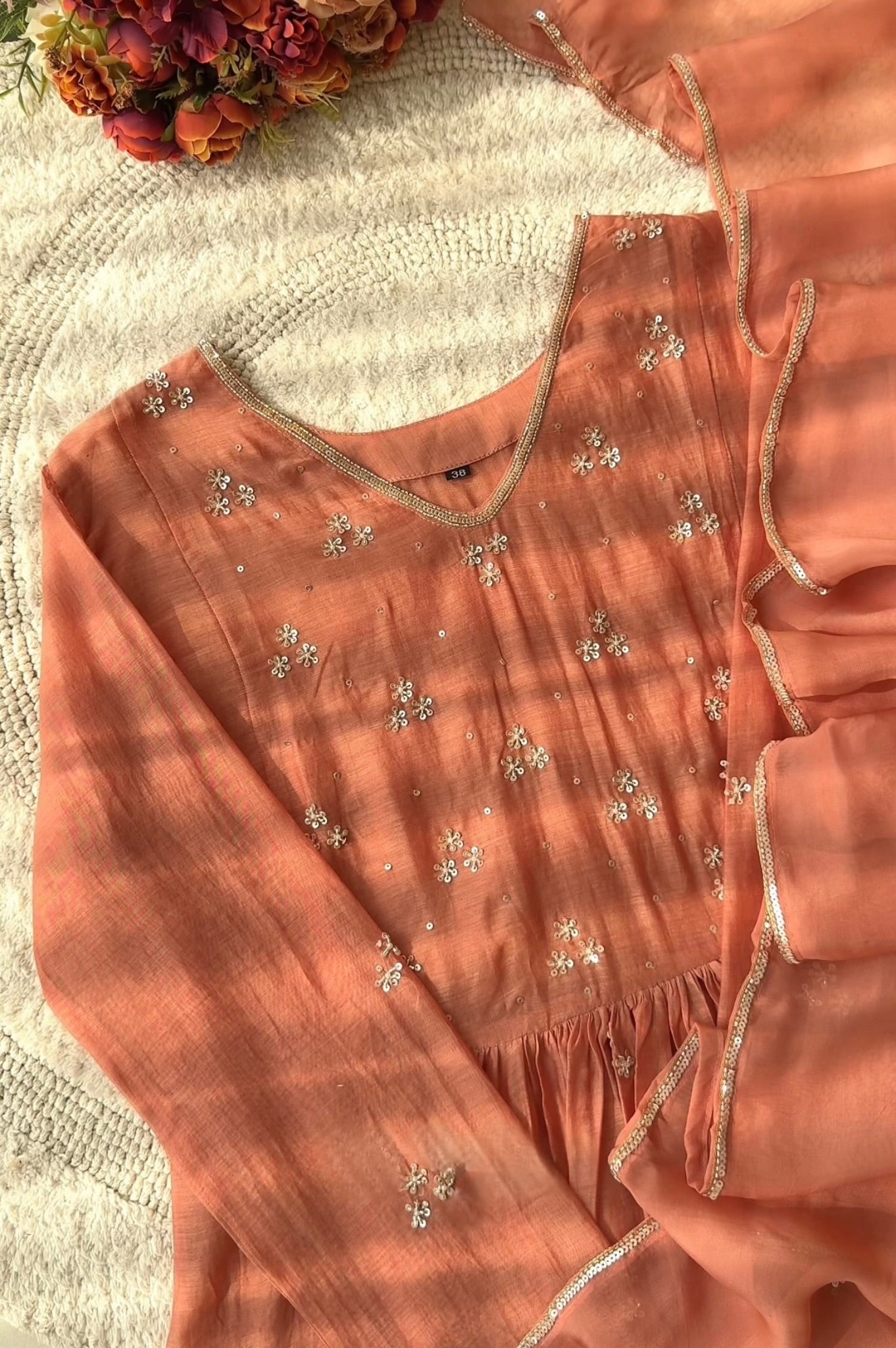 ✨Nagma- Premium Mul Chanderi A- Line Kurta Set