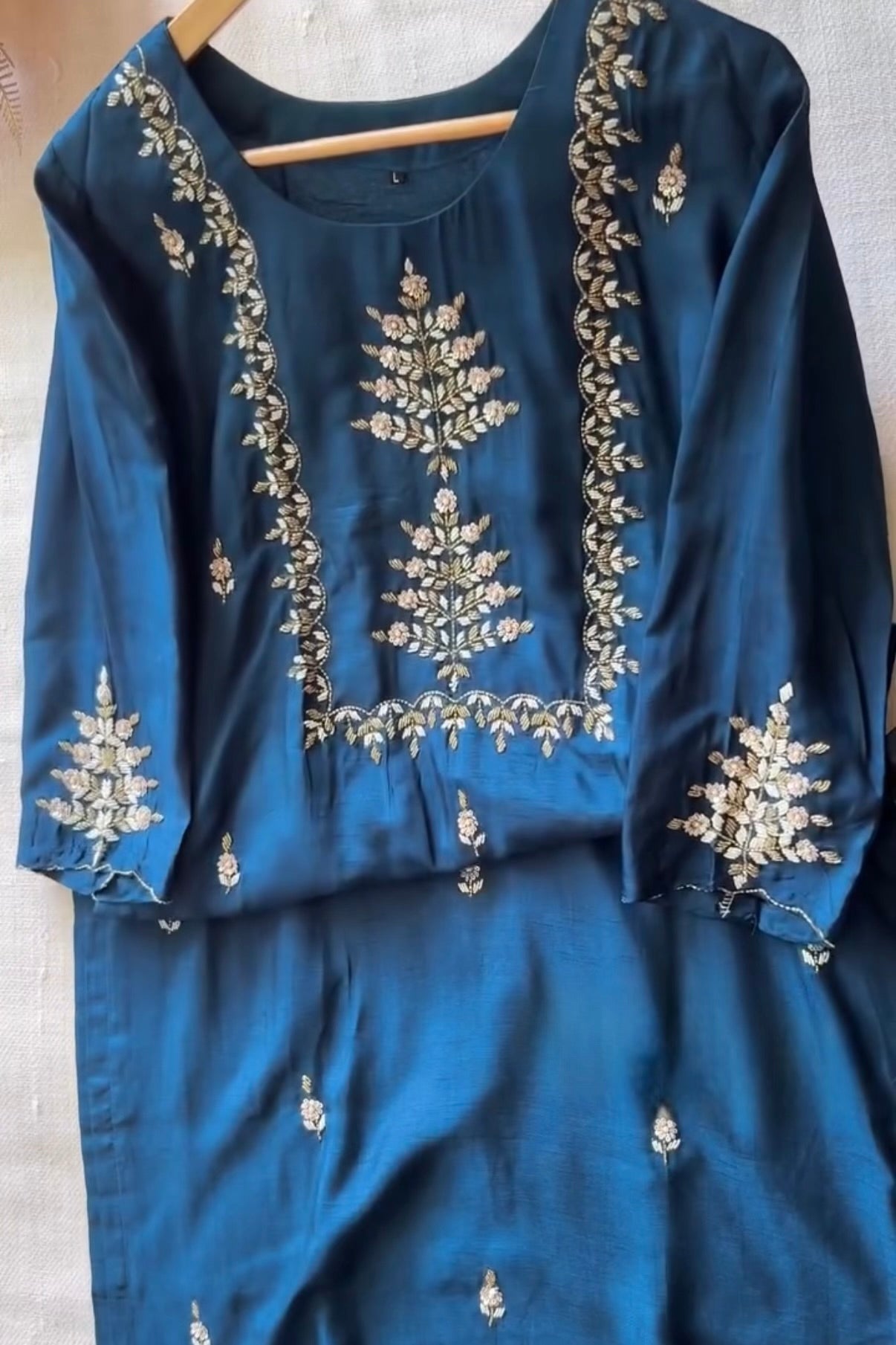 “Orange” Partywear Orange heavy handwork Dola Silk Kurta Set