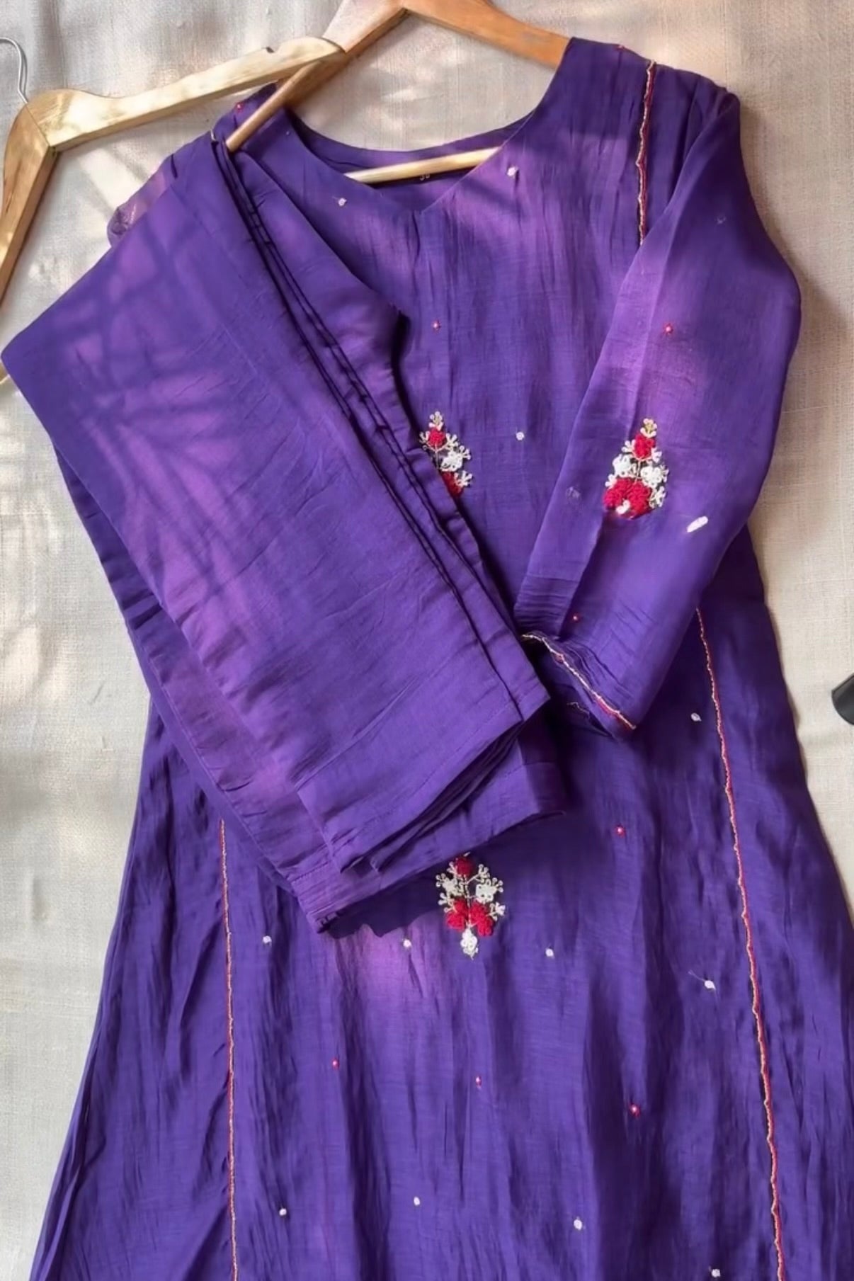 “Myra” Purple Mul Chanderi A-Line Anarkali Kurta set