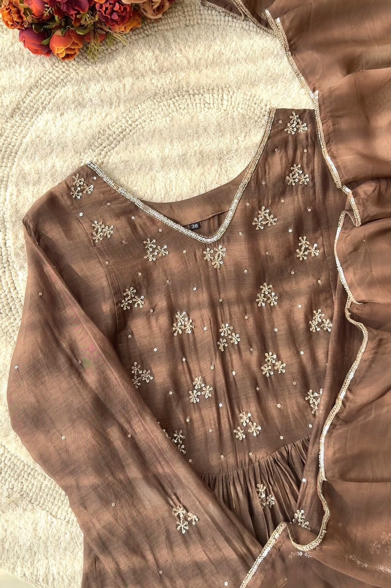 ✨Nagma- Premium Mul Chanderi A- Line Kurta Set