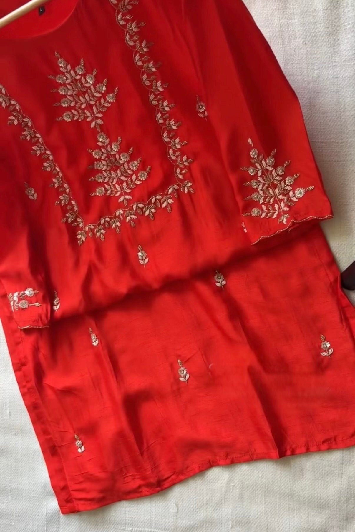 “Orange” Partywear Orange heavy handwork Dola Silk Kurta Set