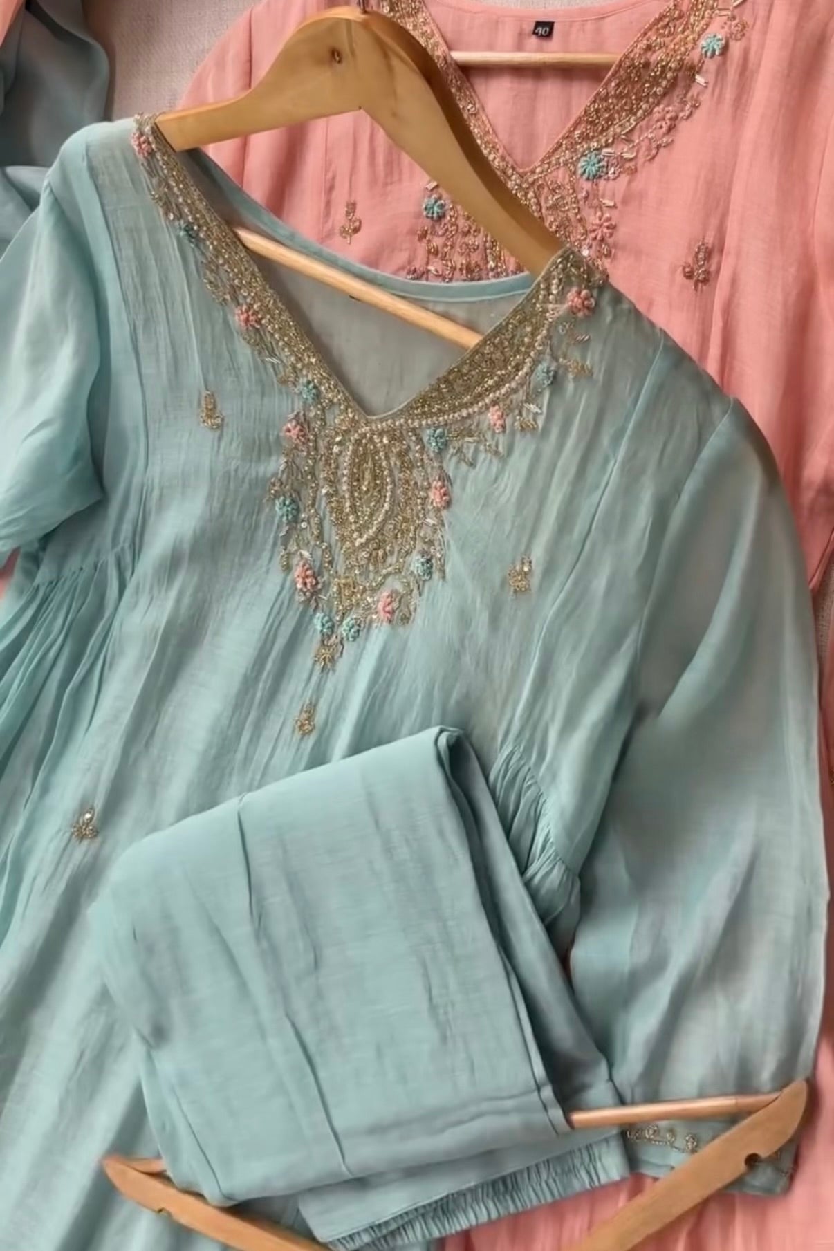 “Ziva” Pure Mul-Chanderi Party wear A Line suit set