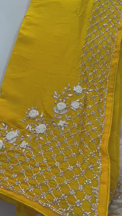 "Chitra" Pure Chinnon handwork saree